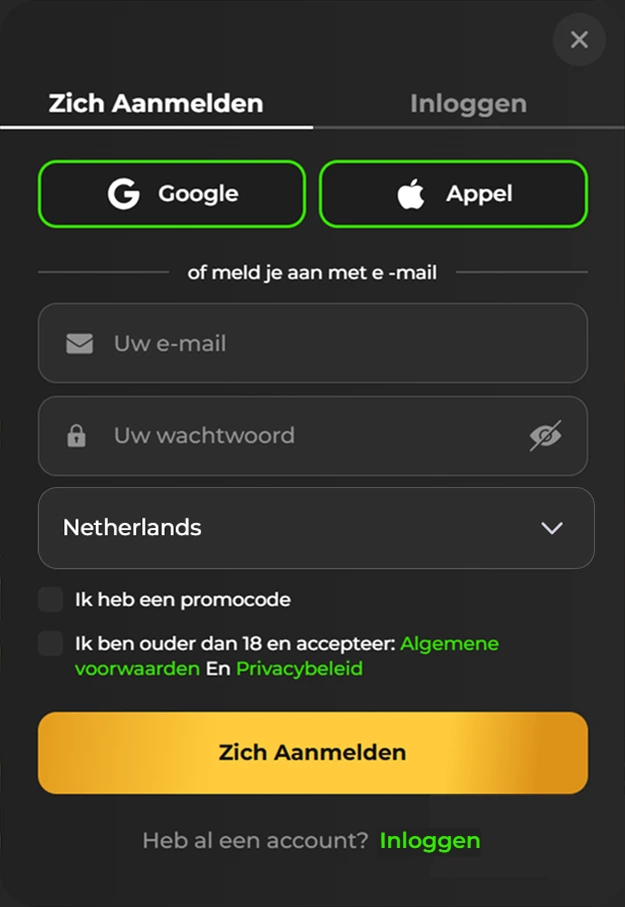 Registratieformulier GoldHorns Casino stap 2 met naam en geboortedatum